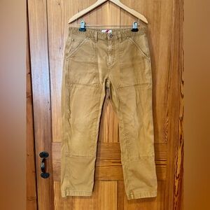 Best Made Co Double Front Utility Pants 34x30 Bourbon Brown Workwear small hole